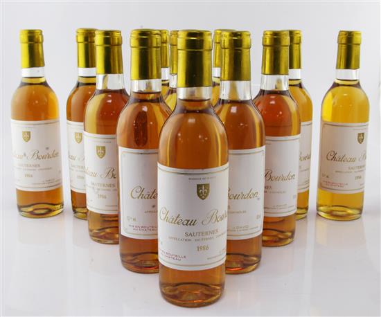 Twelve half bottles of Chateau Bourdon Sauternes 1986,